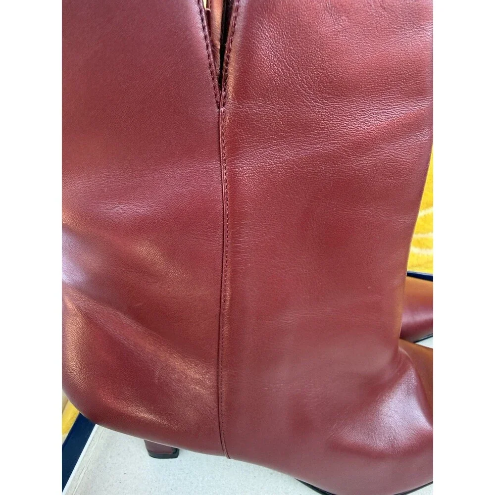 New W/ Box Karen Scott 8.5M Bianca Dark Red Leather Booties